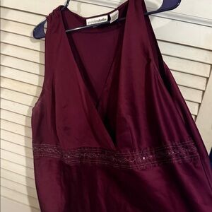 Burgundy Sleeveless Top with Embroidered Detail